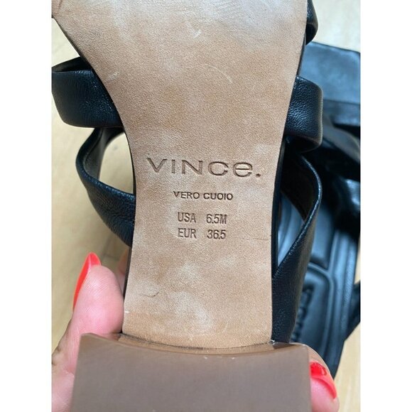 VINCE Women's "Tessa" block heel sandals leather square toe - Picture 8 of 8